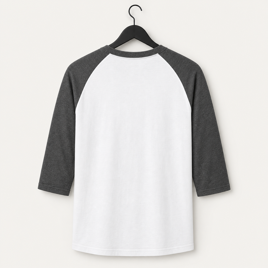 Men's Raglan Baseball Tee Shirt - Cotton Two Tone Casual Athletic Top - back view