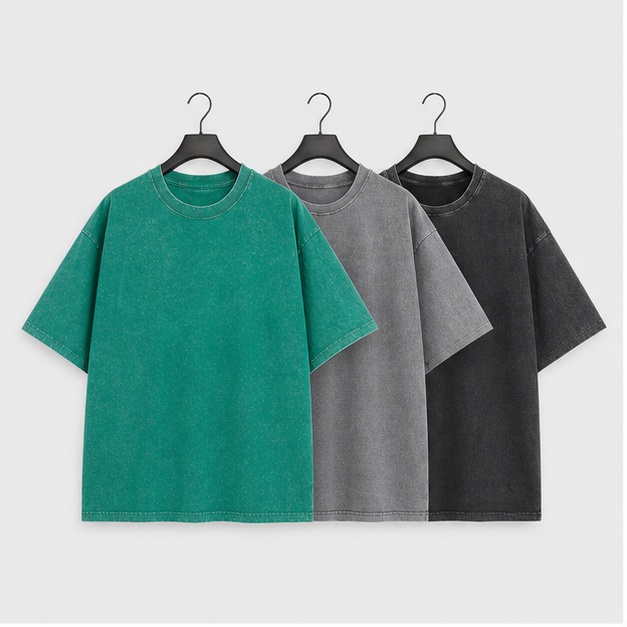 Men's Cotton T-Shirts Oversized Unisex Short Sleeves Casual Loose Wash Solid Basic Tee Tops - front view