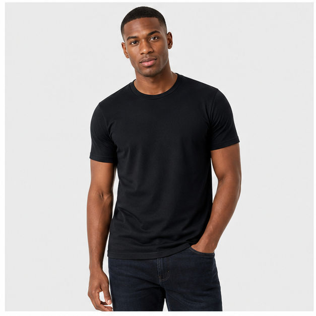 Mens T Shirts Soft Cotton Blend Crew Neck Tee S - 4XL Athletic Fit Plain Casual T-Shirt for Men - model view