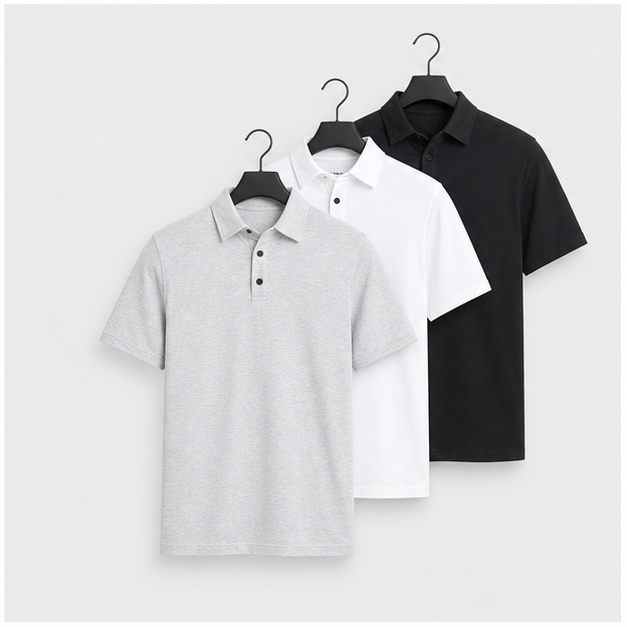 Dress Polo Shirts for Men 3 Pack - Polo Shirts for Men Short Sleeve - UPF 50+ Golf Polos - front view